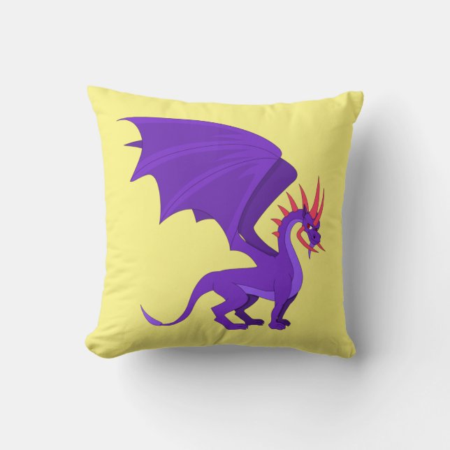 Purple dragon cartoon throw pillow (Front)