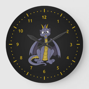 Purple dragon cartoon Wall Clock