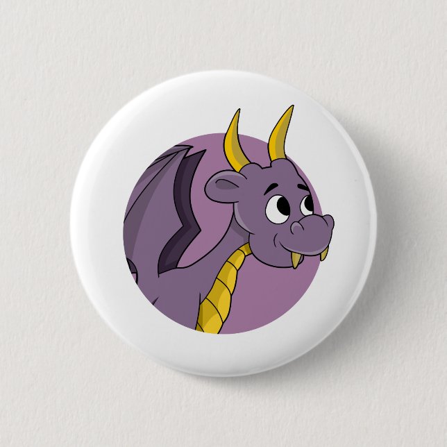 Purple dragon cartoonl 6 cm round badge (Front)