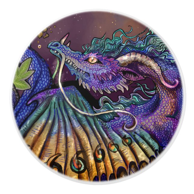 Purple Dragon Ceramic Knob (Front)