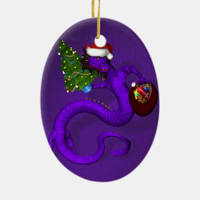 Purple Dragon Ceramic Ornament (Back)