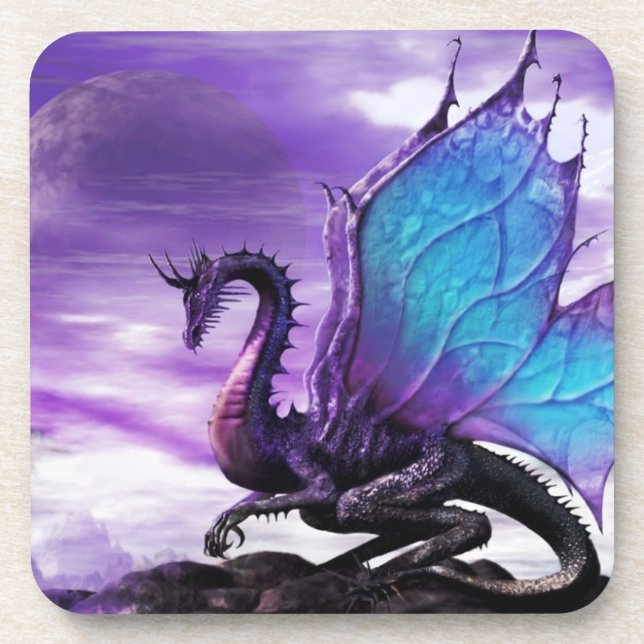 Purple Dragon Coaster | Fantasy Art Drinkware (Front)
