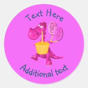 Purple Dragon Cupcake Balloons Personalised Classic Round Sticker