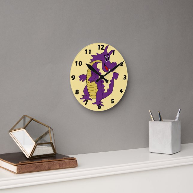 Purple Dragon Design Round Clock (Office)
