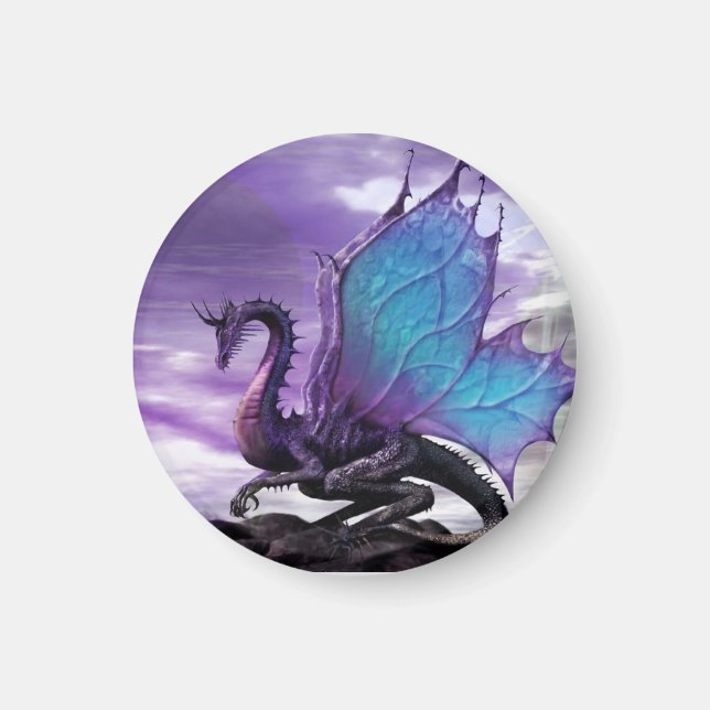 Purple Dragon Magnet | Fantasy Art Refrigerator  (Front)