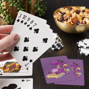 Purple Dragon Relaxing on Deck Chair Playing Cards