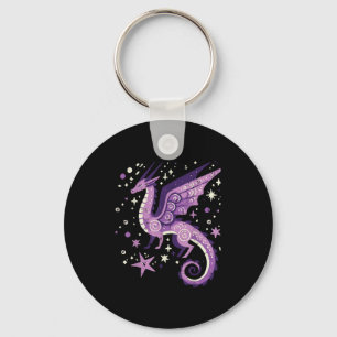 Purple Dragon Stars Cute Fantasy Mythical Girls Ki Key Ring