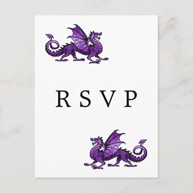 Purple Dragon Wedding RSVP Postcard (Front)