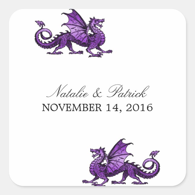 Purple Dragon Wedding Stickers (Front)