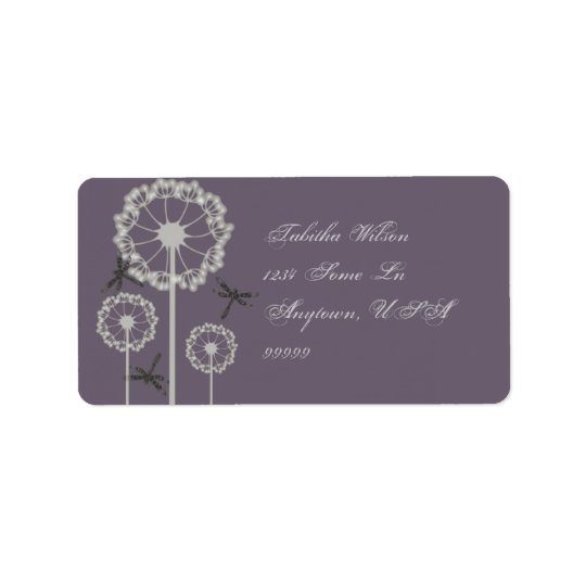 Purple Dragonflies Address Label