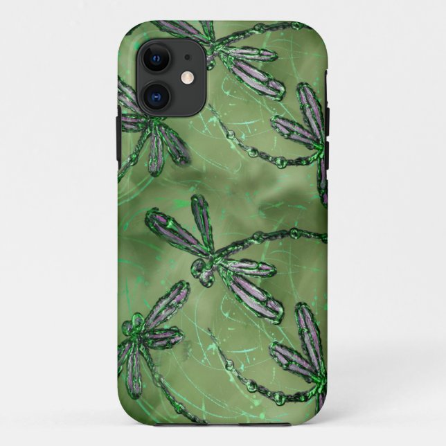 Purple Dragonflies on Soft Green Case-Mate iPhone Case (Back)