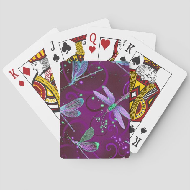 Purple Dragonflies Playing Cards (Back)