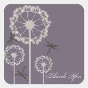 Purple Dragonflies Thank You Sticker