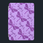 Purple dragonfly art pattern named ipad cover<br><div class="desc">Girls bright purple add your own name girlie dragonfly pattern ipad screen protector designed by exclusively by Sarah Trett. Personalise with your name of your choice, currently reads Taylor (***Please note some names will not always fit due to the nature of the font). I can post another to meet your...</div>