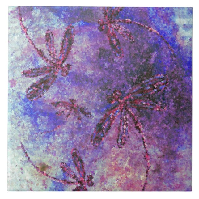 Purple Dragonfly Haze Ceramic Tile (Front)