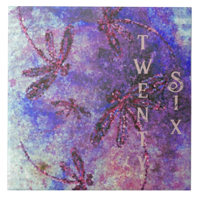 Purple Dragonfly Haze Ceramic Tile (Front)