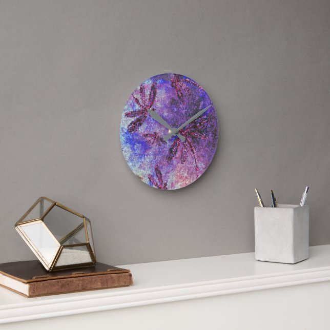 Purple Dragonfly Haze  Round Clock (Office)