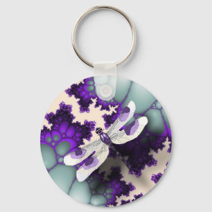 Purple Dragonfly Keychain