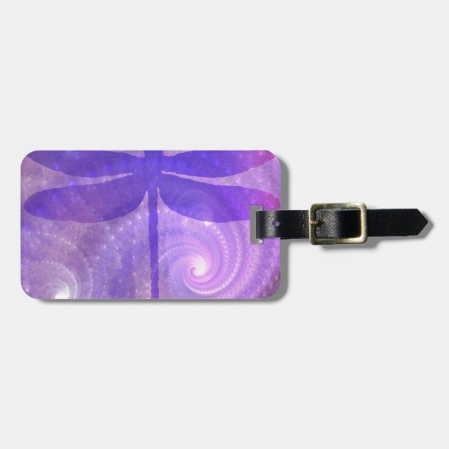 Purple Dragonfly Luggage Tag (Front Horizontal)