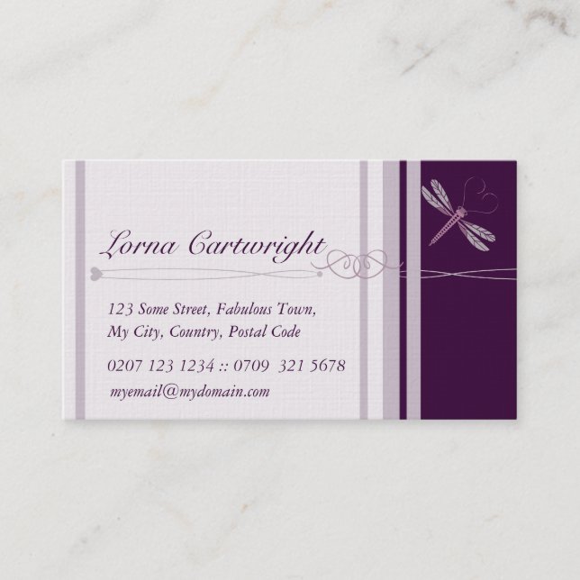 Purple Dragonfly Personal Cards (Front)
