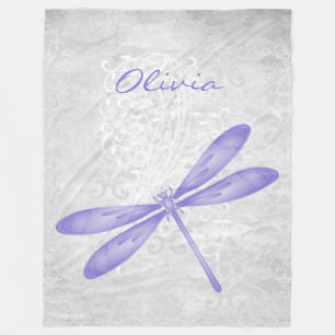 Purple Dragonfly Personalised Fleece Blanket