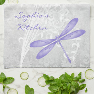 Purple Dragonfly Personalised Kitchen Towel