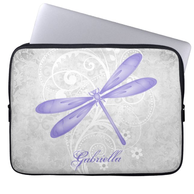 Purple Dragonfly Personalised Laptop Sleeve (Front)