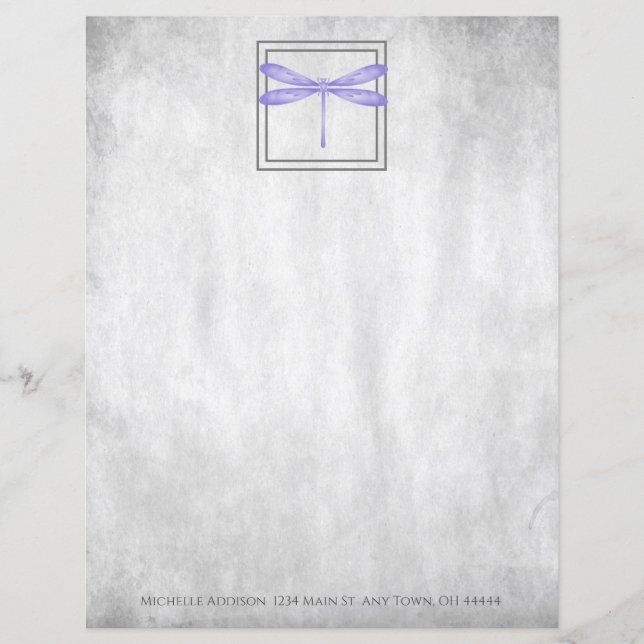 Purple Dragonfly Personalised Paper Sheet (Front)