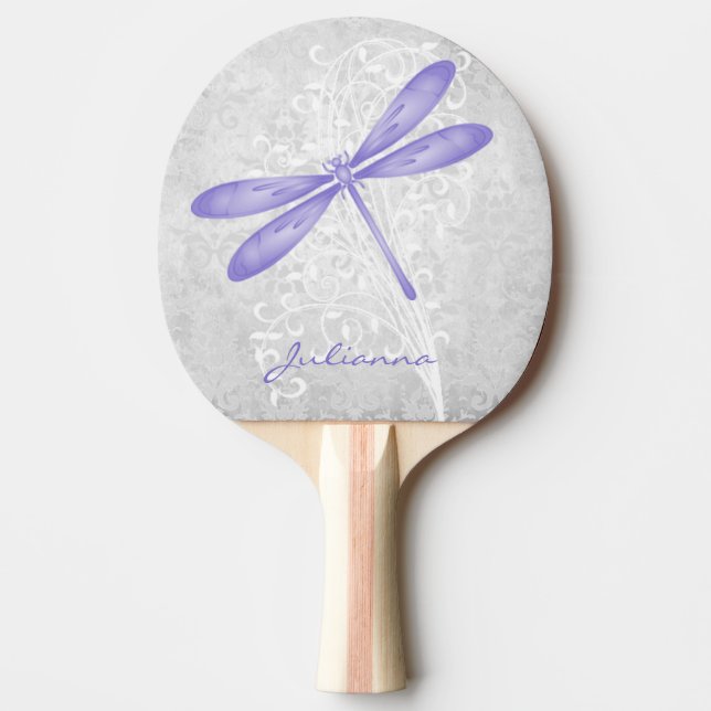 Purple Dragonfly Personalised Ping Pong Paddle (Front)