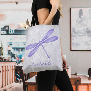 Purple Dragonfly Personalised Tote Bag