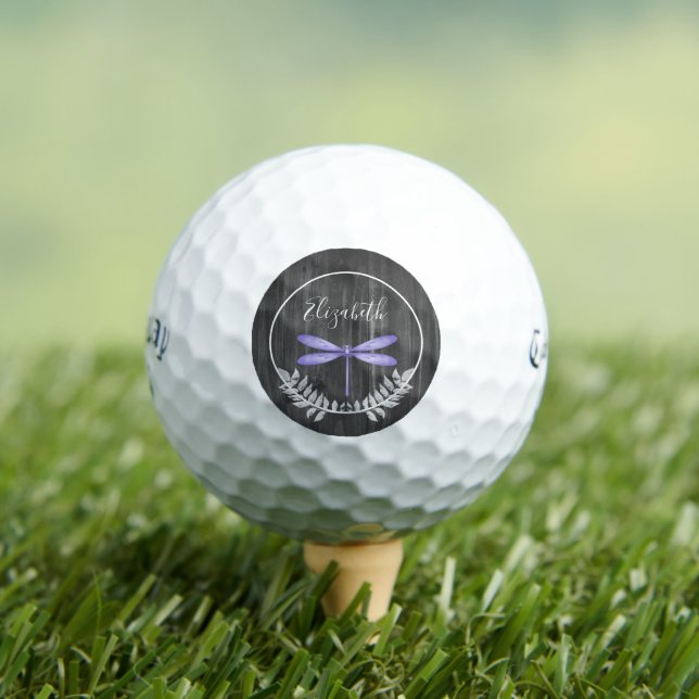 Purple Dragonfly Rustic Golf Balls (Insitu Tee)