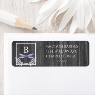 Purple Dragonfly Rustic Label Return Address Label