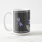 Purple Dragonfly Rustic Personalised Coffee Mug (Left)