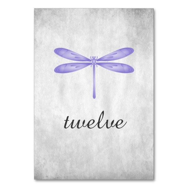 Purple Dragonfly Table Number Card (Front)