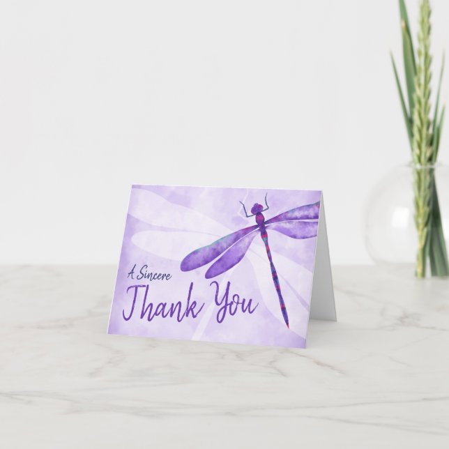Purple Dragonfly Thank You Card (Front)