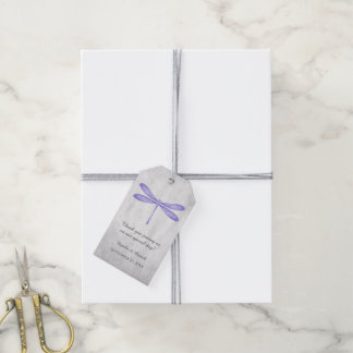 Purple Dragonfly Wedding Gift Tags