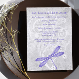 Purple Dragonfly Wedding Rehearsal Dinner Invite