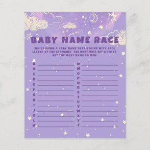 Purple Dream Baby Name Race Baby Shower Game