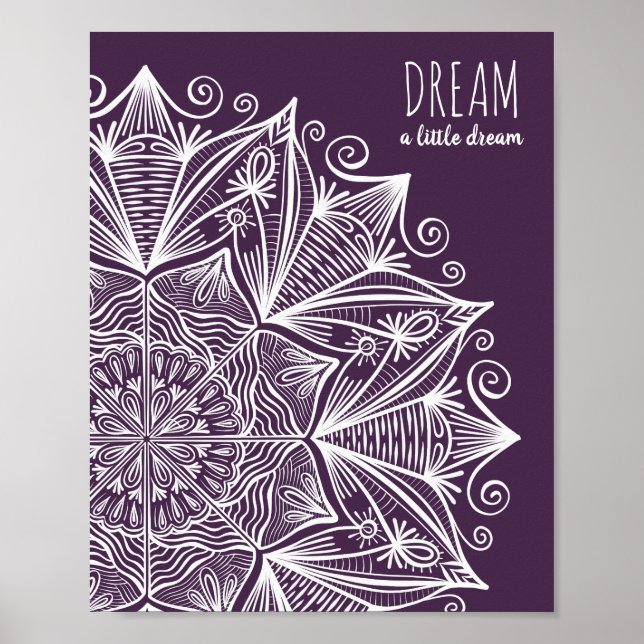 Purple Dream Elegant Typography Mandala Art Modern Poster (Front)