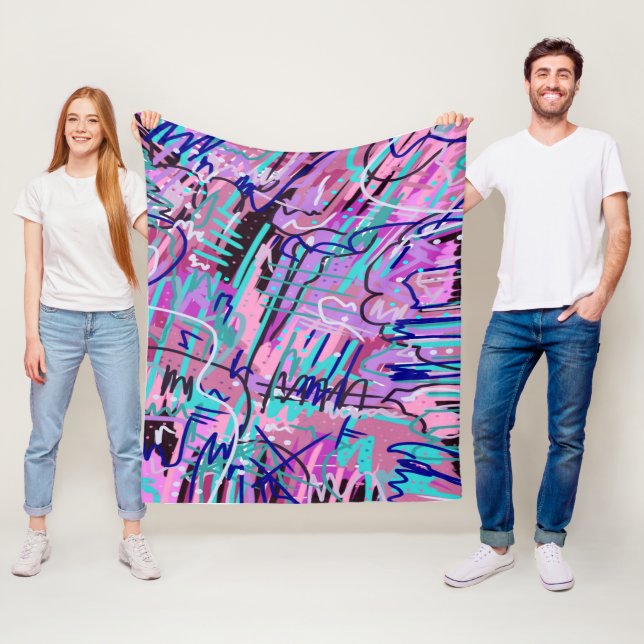 Purple Dream Expressive Abstract Print Fleece Blanket (In Situ)