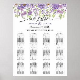 Purple dreams stylish florals Seating Chart