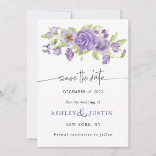 Purple dreams stylish wedding florals save the date