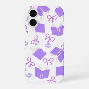 Purple Dreamy Books & Bows Pattern iPhone 16 Case