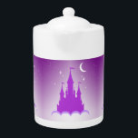 Purple Dreamy Castle In The Clouds Starry Moon Sky<br><div class="desc">A magical dreamy purple colour glowing castle with towers and flags flying up in the soft white clouds under a starry sky and crescent moon. An original digital art design.</div>