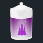 Purple Dreamy Castle In The Clouds Starry Moon Sky<br><div class="desc">A magical dreamy purple colour glowing castle with towers and flags flying up in the soft white clouds under a starry sky and crescent moon. An original digital art design.</div>