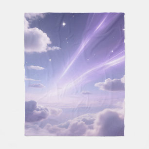 Purple Dreamy Sky Aurora Clouds Stars Fleece Blanket