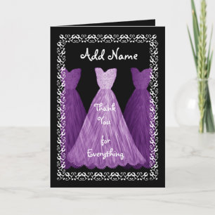 PURPLE Dress BRIDESMAID Wedding Thank You R451B Card