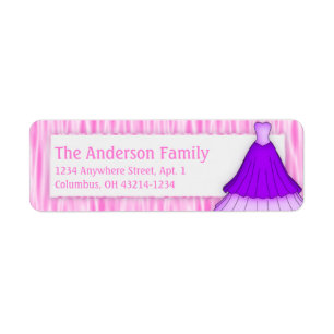 Purple Dress Girly Girl Return Address Labels
