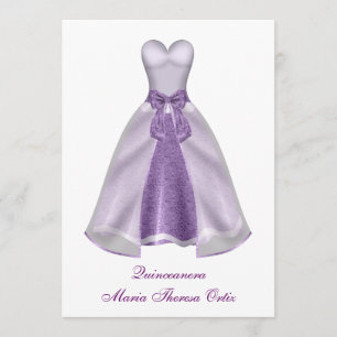 Purple Dress Quinceanera 15th Birthday Party Invitation