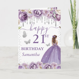 Purple Dress Red Haired Princess Birthday Card